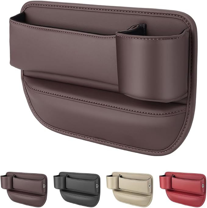 Car Leather Cup Holder Gap Bag, 2025 Upgrade Car Storage Box by ANYSENTHome