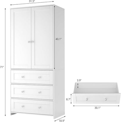 VOWNER 71" Tall Armoire Wardrobe Closet - Image 2