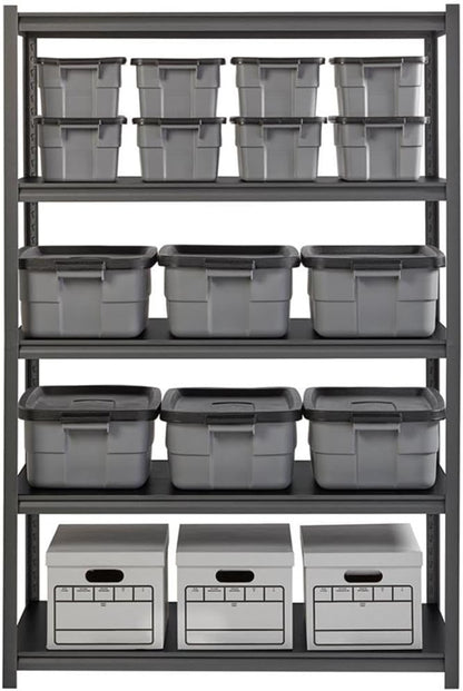 Pemberly Row 5-Shelf Metal Storage Unit, Gunmetal Gray/Black Finish, Steel Frame - Image 7