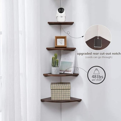Corner Shelf, Solid Oak Wood Floating Corner Shelf Wall Mount Round End - Image 4