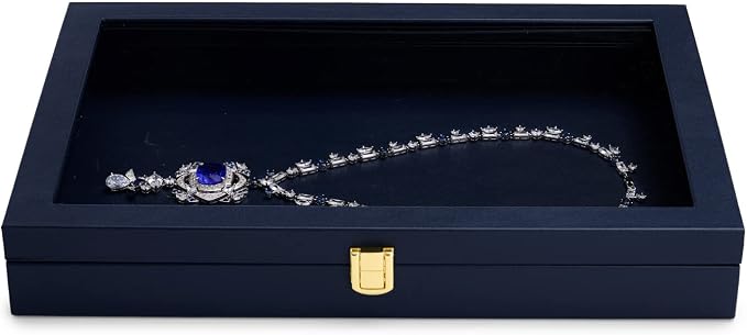 Oirlv Premium Blue Leather Flat Jewelry Tray - Image 4