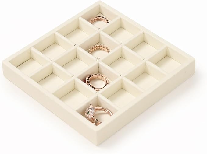 Oirlv Microfiber Stackable 16 Girds Jewelry Trays Jewelry Storage Tray Showcase - Image 6
