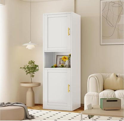 Tall Metal Narrow Bathroom Storage Cabinet 67" H, Tall White Pantry Cabinets - Image 9