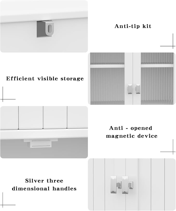 Akxomel 53.1" Tall Bathroom Cabinet 6 Doors Linen Floor Storage Cabinet | - Image 6