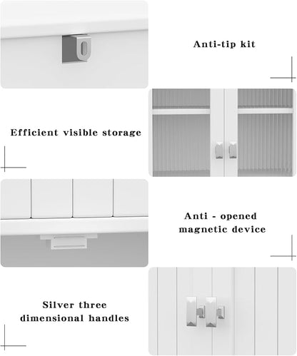 Akxomel 53.1" Tall Bathroom Cabinet 6 Doors Linen Floor Storage Cabinet | - Image 6