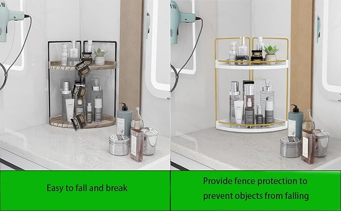 Dorhors Corner Bathroom Counter Organizer, Vanity Countertop Storage Shelf | - Image 5