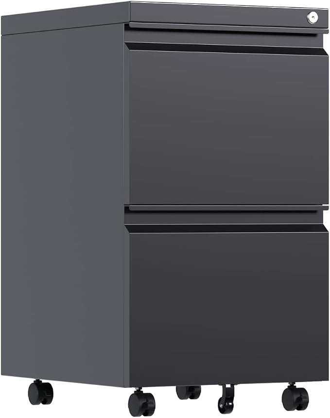 2-Drawer Rolling Metal File Cabinet - Image 4