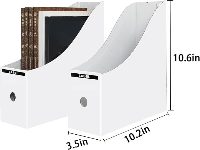 Limitliho 2 Pack White Cardboard Magazine Holder - Image 5