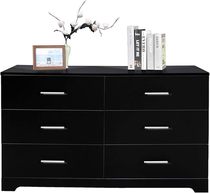 Karl home 6 Drawer Dresser, Wood Black Vanity Drawer Cabinet, Bedroom Storage - Image 3