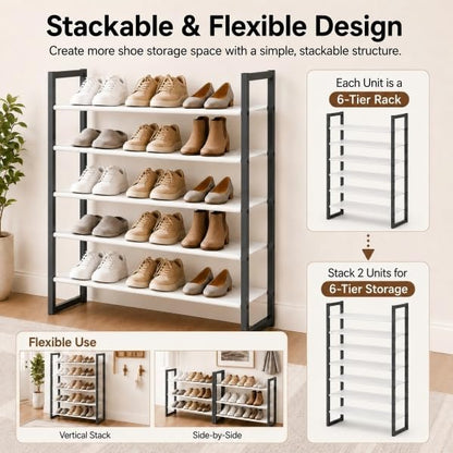 6-Tier Shoe Rack Organizer, Zero-Wobble Metal Frame - Image 6
