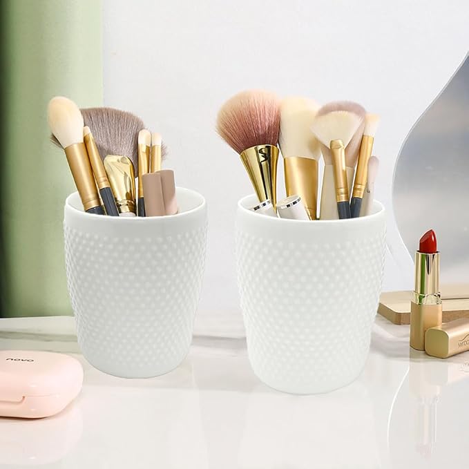 Vintage Ceramic Pen Holder for Desk Cute, Round Pencil Cup for Office Home - Image 4