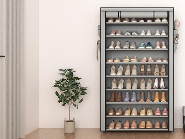LANTEFUL Shoe Rack with Covers 10 Tier Tall Shoe Rack Organizer Large Capacity - Image 8