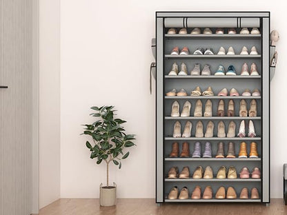 LANTEFUL Shoe Rack with Covers 10 Tier Tall Shoe Rack Organizer Large Capacity - Image 8