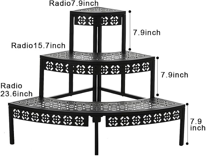 3 Tier Metal Plant Stand, Rectangle or Round Decorative Flower Step, Garden - Image 5