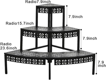 3 Tier Metal Plant Stand, Rectangle or Round Decorative Flower Step, Garden - Image 5