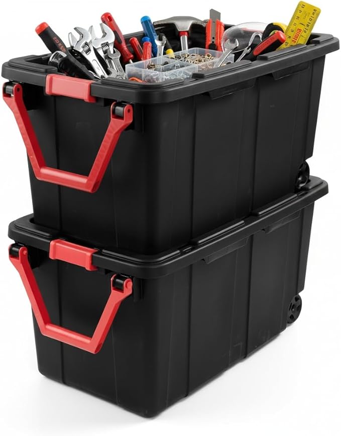 40 Gallon Extra Large Rolling Storage Bins 2-Pack, by Unknown