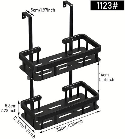 Over Door Shower Caddy, 2-Tier Storage Rack, 11.81x5.31 Inch Shelves, No - Image 2