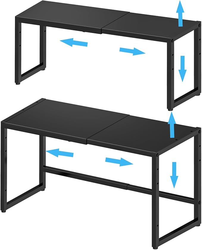 2 Pack Expandable Cabinet Countertop Shelves, Heavy Duty Metal Shelves by X-cosrack