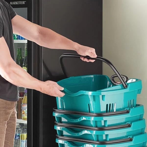 Rolling Shopping Basket, 21.25x16.5 Inch, 45 lb Capacity, Telescopic Handle - Image 4