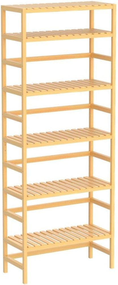 Homykic 6-Tier Bamboo Bookshelves and Bookcases, Adjustable 63.4”Tall Shallow - Image 5