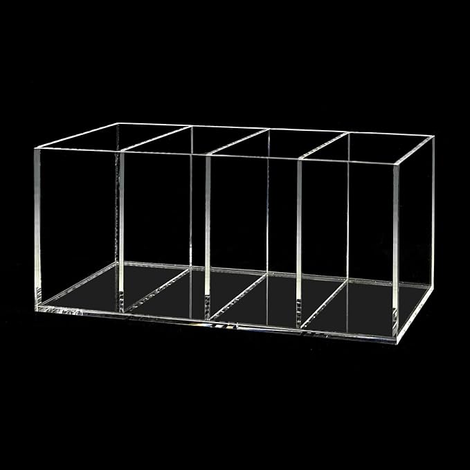 HSYMQ Acrylic Pen Holder 4 Compartments Clear Pencil Holder Organizer Makeup - Image 4