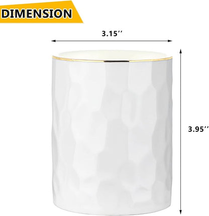 WHJY Ceramic White Pencil Cup, Makeup brushes Holder, Modern Geometry Design - Image 2