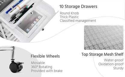 Yaheetech 10 Drawer Cart Rolling Plastic Storage Cart and Organizer - Image 5