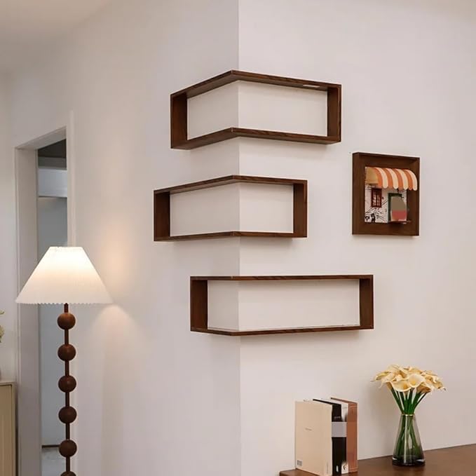 Modern Corner Storage Shelf, Wall-Mounted Living Room Decor Rack, 3-Tier Shelf by Unknown