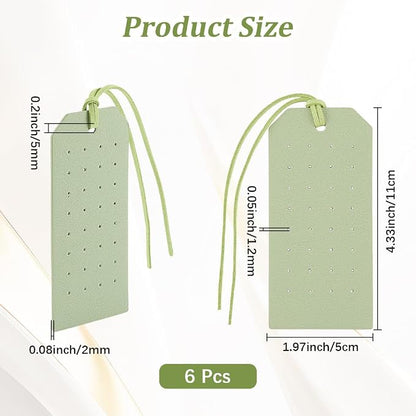 6PCS Pierced Leather Earring Displays Card 1.2mm 32 Holes Portable PU Leather - Image 2