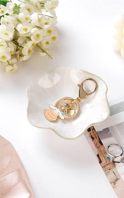JAMEND CLXP Lotus Leaf Shape Ring Holder Dish, Small Key Bowl, Ceramic Trinket - Image 3