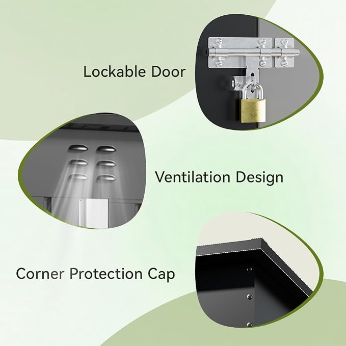 COMHOMA Shed Outdoor Storage Shed Metal, Lockable Doors Tool Sheds - Image 3