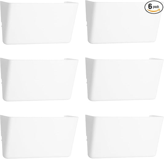 6 Pack White Plastic Single Pocket Hanging File Organizer, Wall Mount Paper by EASEPRES
