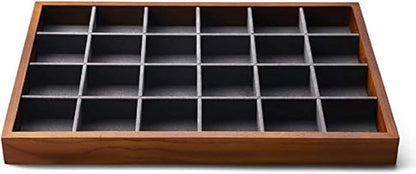 Oirlv 24 Grid Wood Jewelry Tray Microfiber Interior Jewelry Drawer Organizer by Oirlv