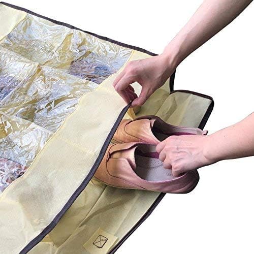 Men/Women Adults 12 Cells See Through Underbed Shoe Storage Bag Organizer - Image 5