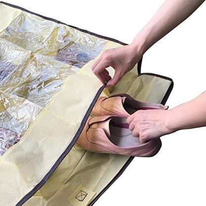 Men/Women Adults 12 Cells See Through Underbed Shoe Storage Bag Organizer - Image 5