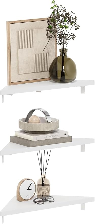 Furinno Rossi Triangle Corner Floating Shelves, Wall Mount Display Shelf - Image 4