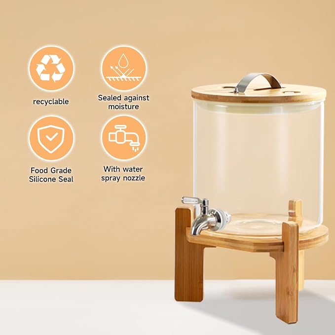 Beverage Dispenser, 1.5 Gallon Glass Drink Dispenser - Image 5