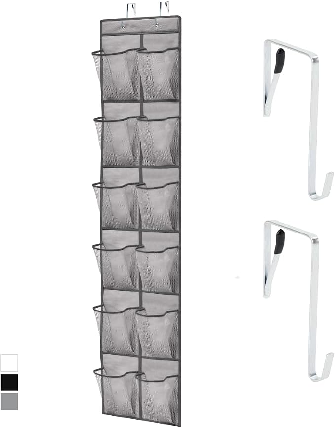 GORILLA GRIP Over the Door Shoe Organizer, 12 Large Breathable Mesh Pockets by GorillaGrip