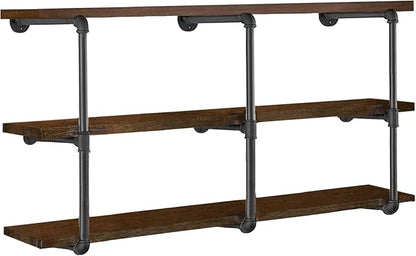HITOMEN Industrial Iron Pipe Shelves, 3 Set 3-Tier, DIY Open Bookshelf Bookcase by HITOMEN
