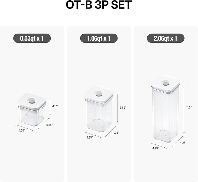 VAKUEN Premium Airtight Food Storage Containers, Square-S 3PC-SET, Smart - Image 2