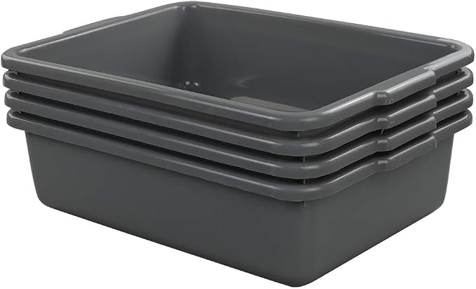 4-Pack Bus Tubs, Commercial Tote Box, Plastic Bus Box, 13 L Capacity, Food - Image 4