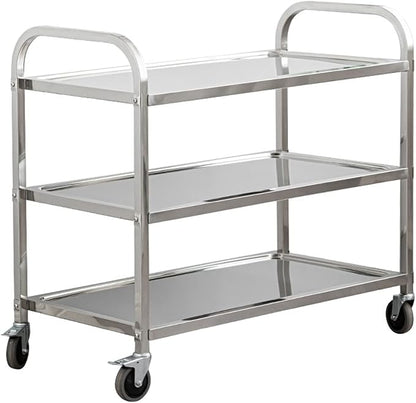 uyoyous 3 Tier Stainless Steel Utility Cart 37"x20"x37" Commercial Heavy Duty by uyoyous