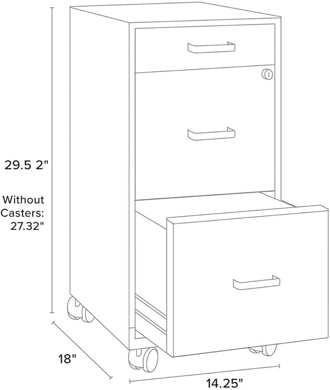 Pemberly Row 18" Deep 3 Drawer Mobile Metal Vertical Filing Cabinet - Image 3