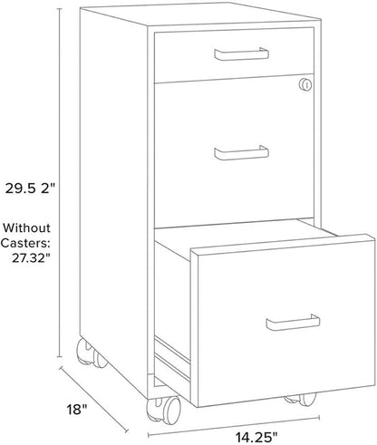 Pemberly Row 18" Deep 3 Drawer Mobile Metal Vertical Filing Cabinet - Image 3