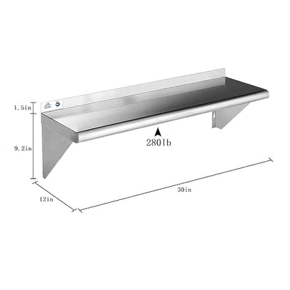 ROCKPOINT Stainless Steel Shelf 12 x 30 Inches 280lb, NSF Metal Commercial - Image 2
