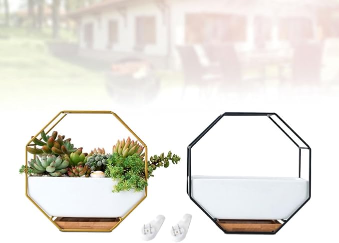 Hemoton Octagonal Geometric Wall Hanging Flower Pot Set - Image 7