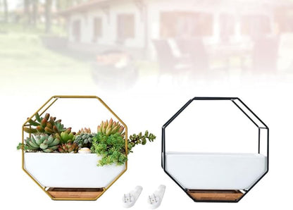 Hemoton Octagonal Geometric Wall Hanging Flower Pot Set - Image 7
