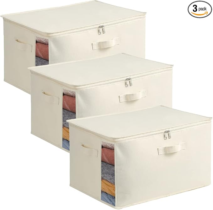 3-Pack Large Canvas Comforter Storage Bags by Vailando