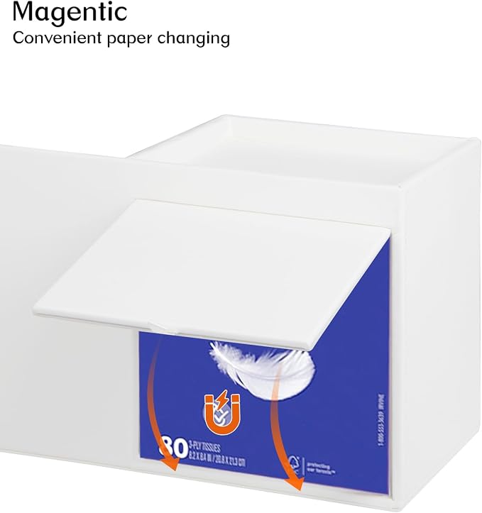 Square Tissue Box Cover with Tray and Organizer, Tissue and Remote Control - Image 4