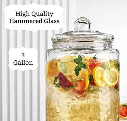 HC Classic Hammered Glass Ice Cold Beverage Drink Dispenser - Image 4